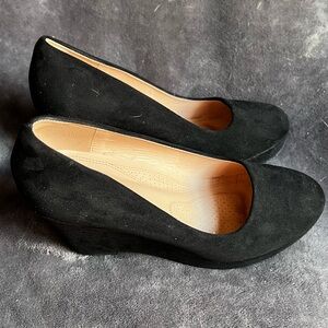 Forever 21 Black Suede Wedge Shoes